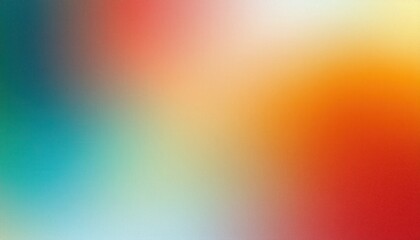 Poster - soft abstract gradient with warm orange and red hues blending into cool teal and green tones, perfect for backgrounds and modern designs

