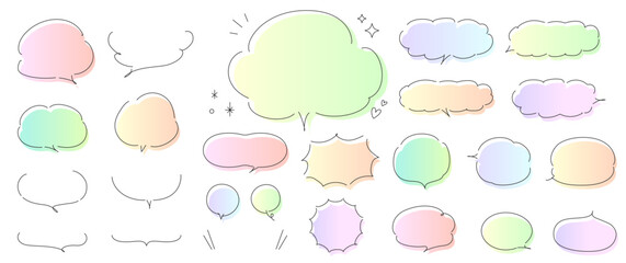 Wall Mural - Set of gradient handwritten speech bubbles