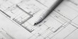 © alex - Blueprint and Pen: A close-up shot captures a detailed blueprint with a pen resting on top, symbolizing planning, design, and construction in architectural and engineering fields.