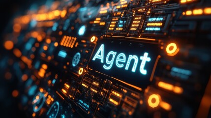 A computer screen with a glowing orange background