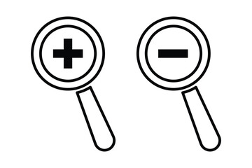 Wall Mural - magnifier zoom in, zoom out symbol icon. vector illustration. Zoom in and Zoom out magnifying glass icon. eps 888.