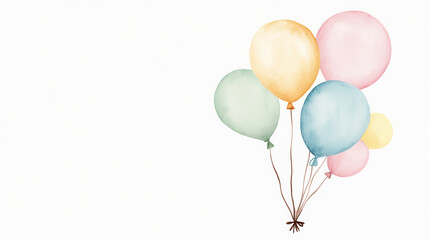 Canvas Print - colorful watercolor balloons illustration on a white background for celebrations