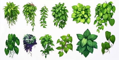 Liana tropical plants. A liana or vine plant branch, a forest creeper in the jungle