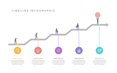 Wall Mural - business road map timeline infographic concept. with icons and 5 steps. can be used for workflow lay