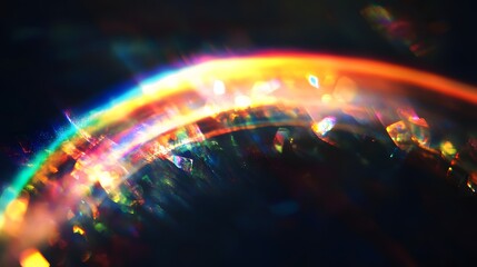 Wall Mural - refraction through a holographic lens, creating a soft, blurry rainbow with crystal light leak overl