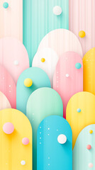 Leinwandbilder - Vibrant abstract composition showcases overlapping shapes and spherical elements in soothing pastel colors, evoking joy and creativity