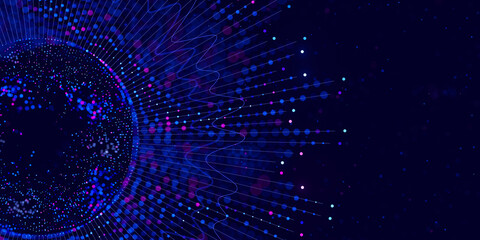 Wall Mural - big data complex round graph. quantum computing universe. cyber space of ai technology. futuristic g