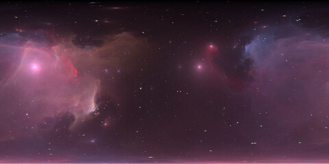Wall Mural - 360 degree space nebula. giant interstellar cloud with stars, equirectangular projection, environmen