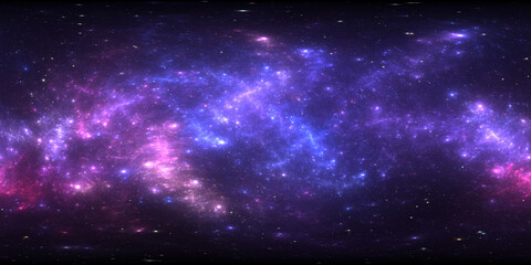 Wall Mural - 360 degree space nebula. giant interstellar cloud with stars, equirectangular projection, environmen