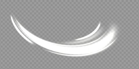 Wall Mural - White shiny sparks of spiral wave. Curved bright speed line swirls. Shiny wavy path. Magic golden swirl with highlights. Glowing swirl bokeh effect.
