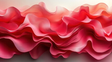 Poster - Abstract coral and pink wave pattern, textured fabric-like design.