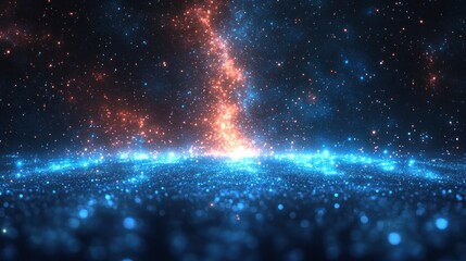 Aufkleber - Abstract cosmic background with glowing particles and light streaks. (1)