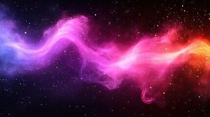 Aufkleber - Abstract cosmic nebula with swirling vibrant pink, purple, and orange clouds and stars.