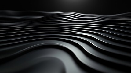 Poster - Abstract dark gray metallic wavy surface texture background.