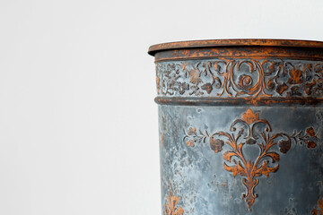 vintage style trash can from rusty metal