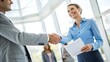 © Danish - Professional Handshake Agreement Between Business Executives in Modern Office. Corporate Executives Shaking Hands After Successful Business Agreement. Successful Partnership Agreement