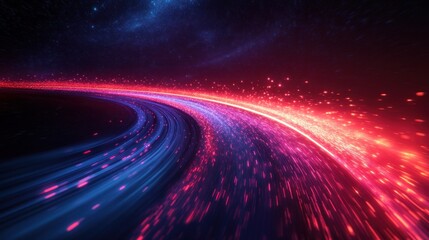 Aufkleber - Abstract glowing light trails curve, resembling a cosmic highway or speed.