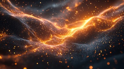 Aufkleber - Abstract glowing particle wave background.