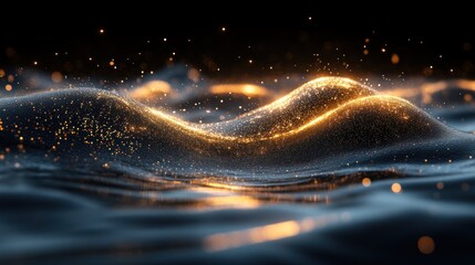Aufkleber - Abstract glowing particles forming wave.