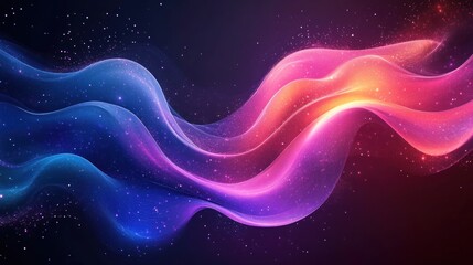 Aufkleber - Abstract glowing wave, vibrant colors, pink, blue, purple, dark background, particles, energy, motion.