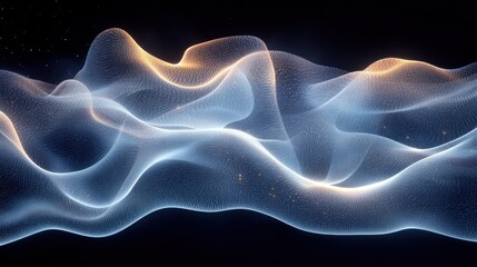 Poster - Abstract glowing waves, dynamic light trails, flowing energy, particle effects, digital art, futuristic background.