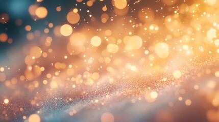 Poster - Abstract gold and blue glitter bokeh background.