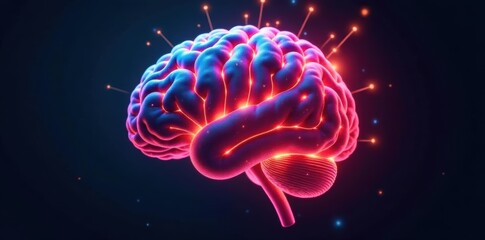 abstract brain formed by glowing digital nodes and lines , programming, network