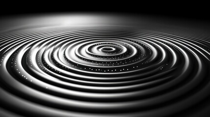 Fototapete - Abstract metallic ripple effect with concentric circles and subtle light reflection.