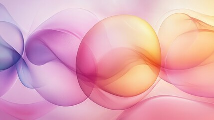 Poster - Abstract pastel spheres and flowing waves.