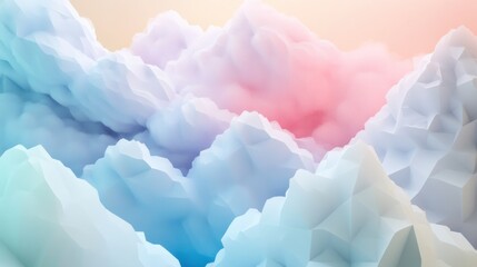 Poster - Abstract pastel-colored cloudscape, soft, dreamy texture, low-poly design.