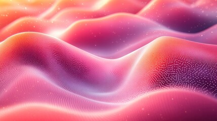 Poster - Abstract pink and orange wave background with glowing particles.