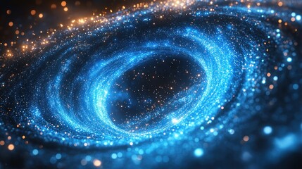 Aufkleber - Abstract swirling blue and orange particles on dark background.