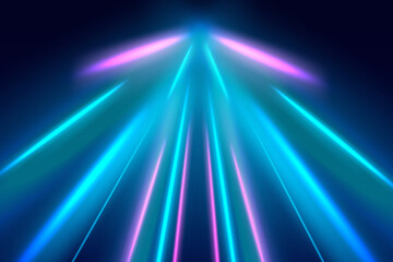 Wall Mural - abstract neon light rays background. a colorful motion background of city light trails. purple glowi