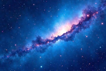 abstract celestial sky in blue watercolor with stars and nebula, illustration, abstract, space
