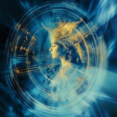 Wall Mural - modern zodiac sign illustration with trendy blur effect
