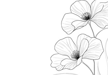 Wall Mural - a modern linear style line art drawing set featuring abstract flowers is available for beauty logo d
