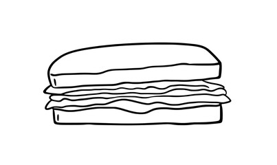 Wall Mural - sandwich artwork created using a continuous line, representing fast food in a modern style with simp