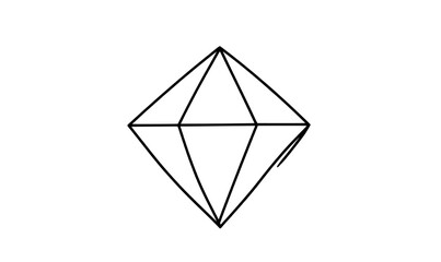 Wall Mural - crystal diamond continuous line drawing is a modern symbol isolated on a white background, represent