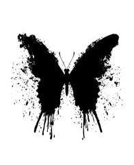 Wall Mural - a minimalist grunge-style cartoon illustration of a butterfly is presented in a line drawing sketch 