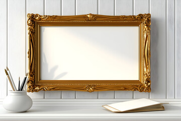 Blank frame for wall art mockup showcasing a minimalist and coquette design in a modern interior setting, ideal for art display and styling