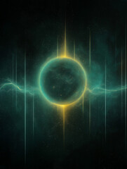 Wall Mural - celestial harmony: an ethereal, glowing circle radiating with mystic energy, set against a cosmic ba