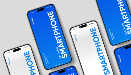 Aufkleber - Realistic smartphone mockup. Mobile phone vector with isolated on white background. Device front view. 3D mobile phone with shadow. Realistic, high quality smart phone mockup for ui ux presentation.