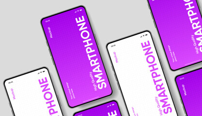 Leinwandbilder - Realistic smartphone mockup. Mobile phone vector with isolated on white background. Device front view. 3D mobile phone with shadow. Realistic, high quality smart phone mockup for ui ux presentation.