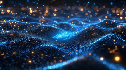 Fototapete - This composition illustrates the complex interactions of quantum elements, featuring vibrant patterns that symbolize qubits, superposition, and entanglement.
