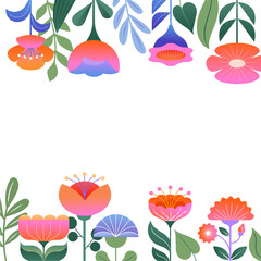 Wall Mural - a colorful floral frame with a white copy space
