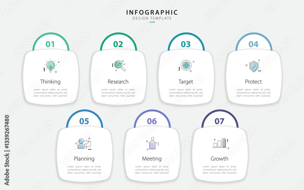 Timeline Creator infographic template. 7 Step timeline journey ...