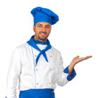 © Antonio Gravante - Smiling chef showing something on transparent background