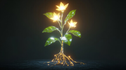 Fototapete - a flower with a light coming from it