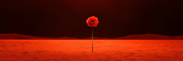 Aufkleber - a single poppy flower in a red desert