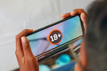 18 plus content warning on smartphone